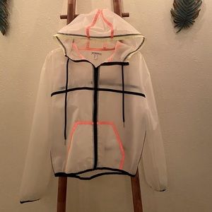 Neon accented rain coat